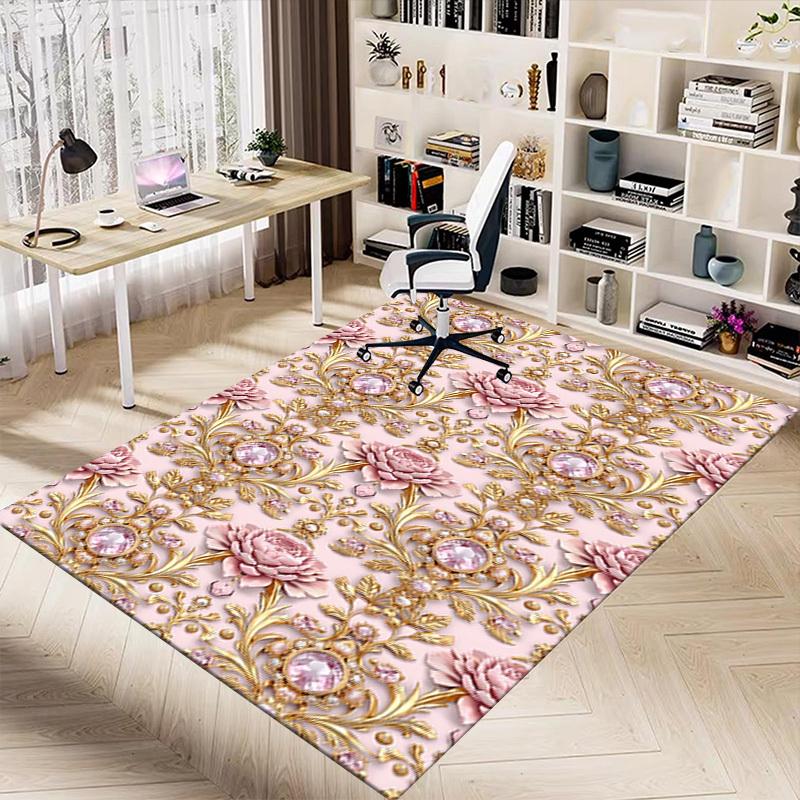 1PC Floral Ornament Diamonds Extra Large Non Slip Floor carpet, Office, family, bedroom Large Area Rug Indoor Rugs, Vibrant Colors