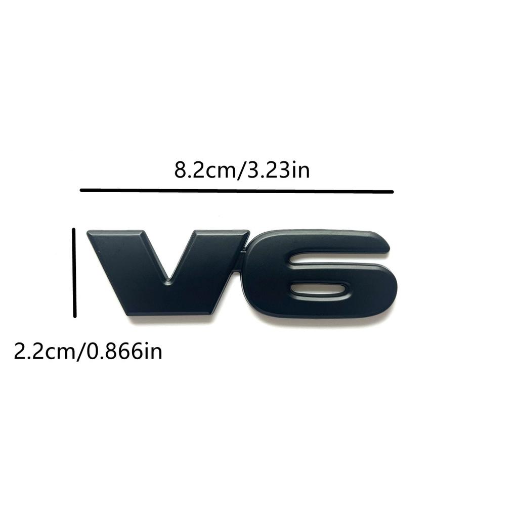 V6 Car Trunk Rear Side Emblem Badge Sticker 3D Silver Matte Black For Car Motorcycle Truck SUV