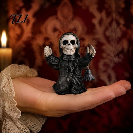 Atmosphere Creating Holiday Props Halloween Resin Figurine, Spooky Skeleton Pumpkin Ghost Statue for Hand Painted Gothic Home Decor Tiered Tray,