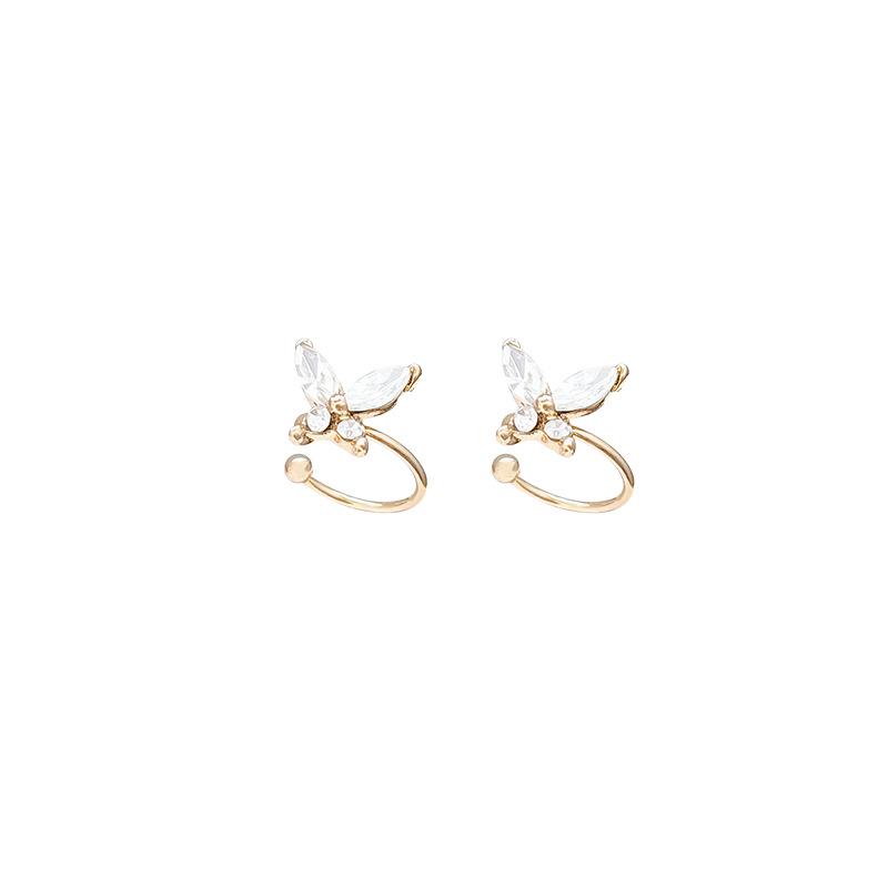 Zircon Butterfly Non-Pierced Ear Clips for Women - Elegant Niche Design Ear Bone Earrings