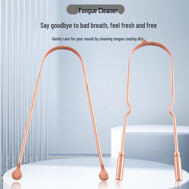 Pure Copper Tongue Scraper and Cleaner – Portable Tongue Brush Tool for Effective Oral Hygiene