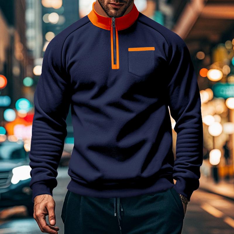 Pánské Fleece Stojáček Mikiny Mikiny Pulovr Kapsa Splice Dlouhý rukáv Poloviční zip Sportovní Slim Fit Ležérní Bez kšiltovek Mikiny Topy