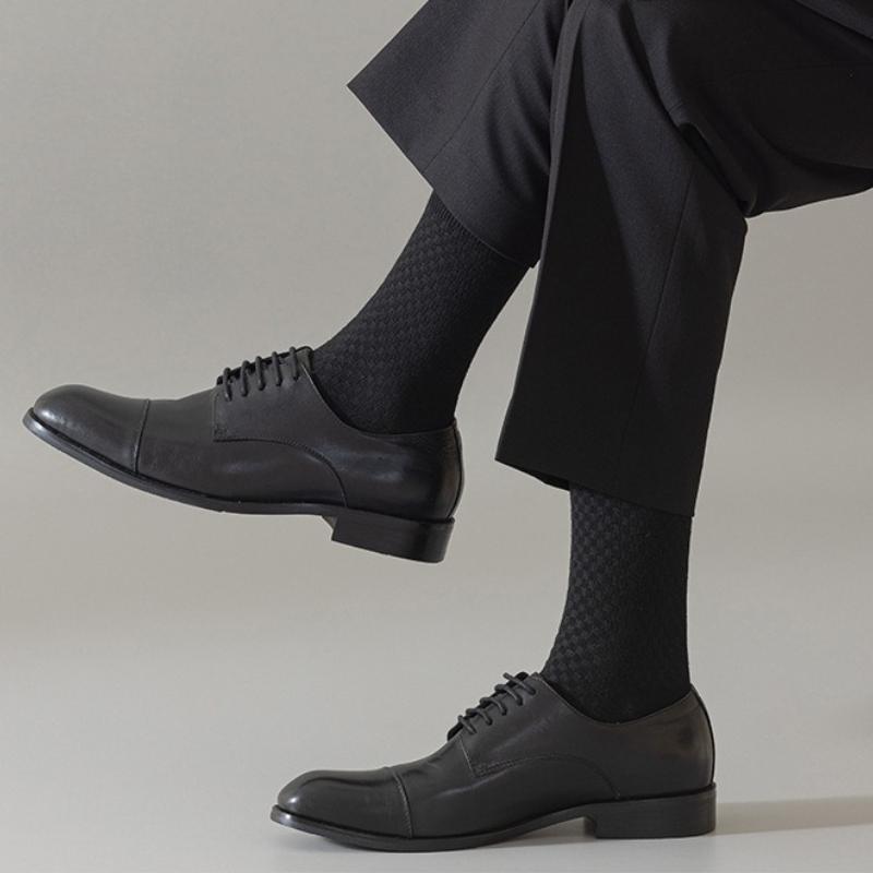 5 Pairs/lot Men Fiber Socks Solid Color Business Breathable Tube Long Sock Spring Autumn Large Size EU39-44