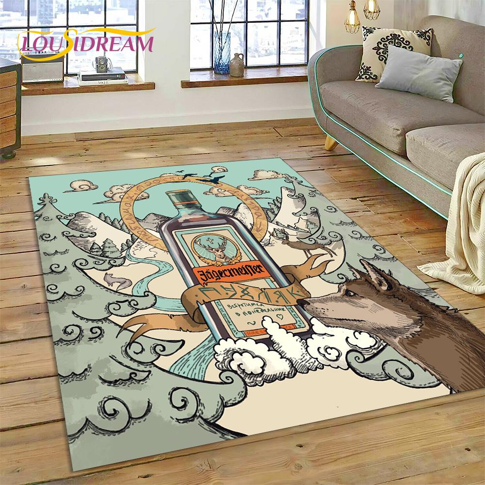 Tappeto Tappeto Logo Jaegermeister Tedesco più Recente 3D con Alce per Decorazione Soggiorno Camera da Letto, Tappetino Antiscivolo Decorazione per Divano Zerbino