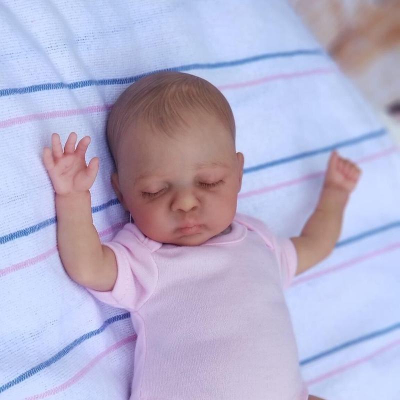 25 cm große Reborn-Babypuppe Luna mit Stoffkörper und handgefertigtem bemaltem Haar, lebensechte Neugeborenenpuppe für Jungen und Mädchen, echt aussehende Simulationspuppe, Kinderspielzeug