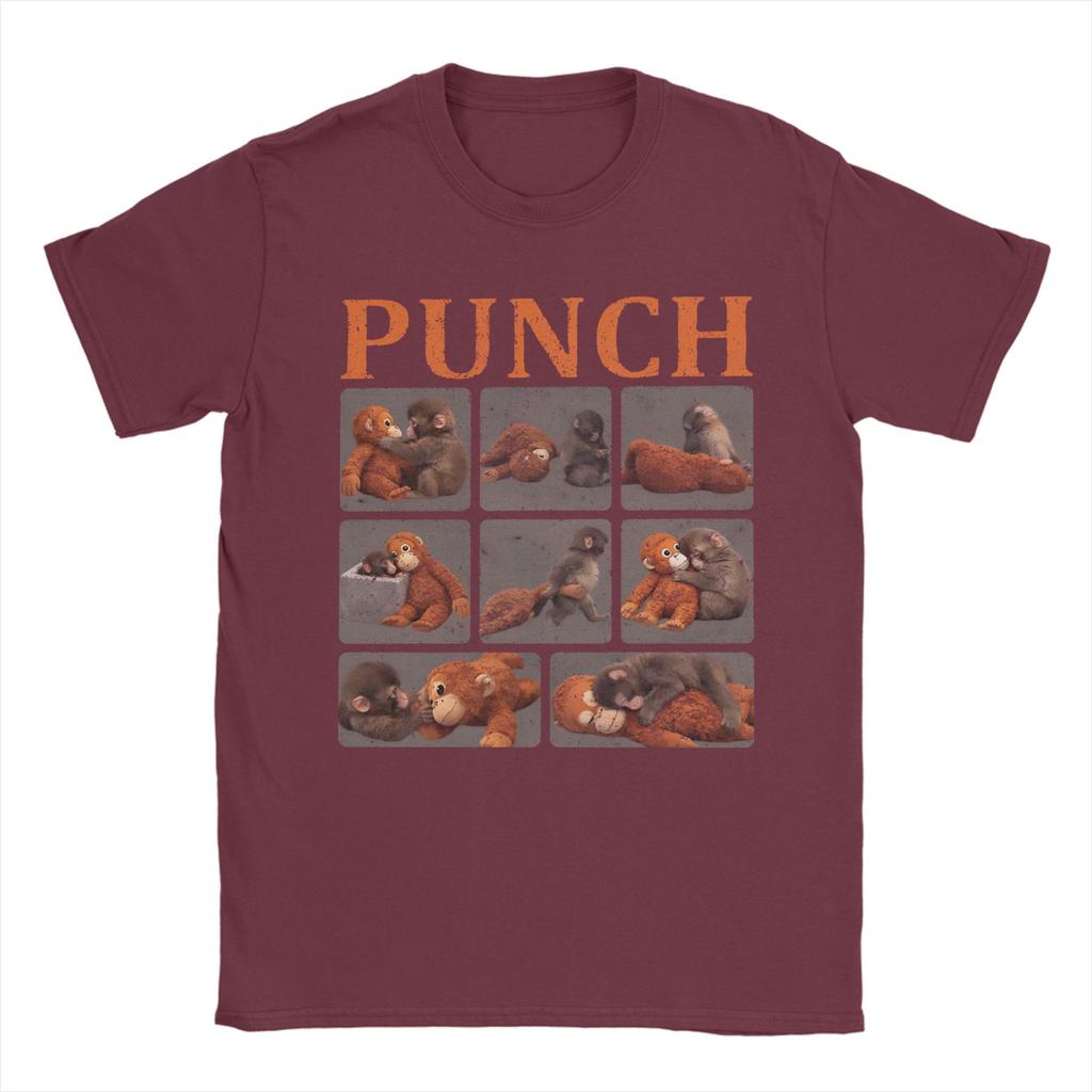 Men TShirts Punch Monkey Funny Animal Amazing Pure Cotton Tees Short Sleeve T Shirts O Neck Clothing 6XL
