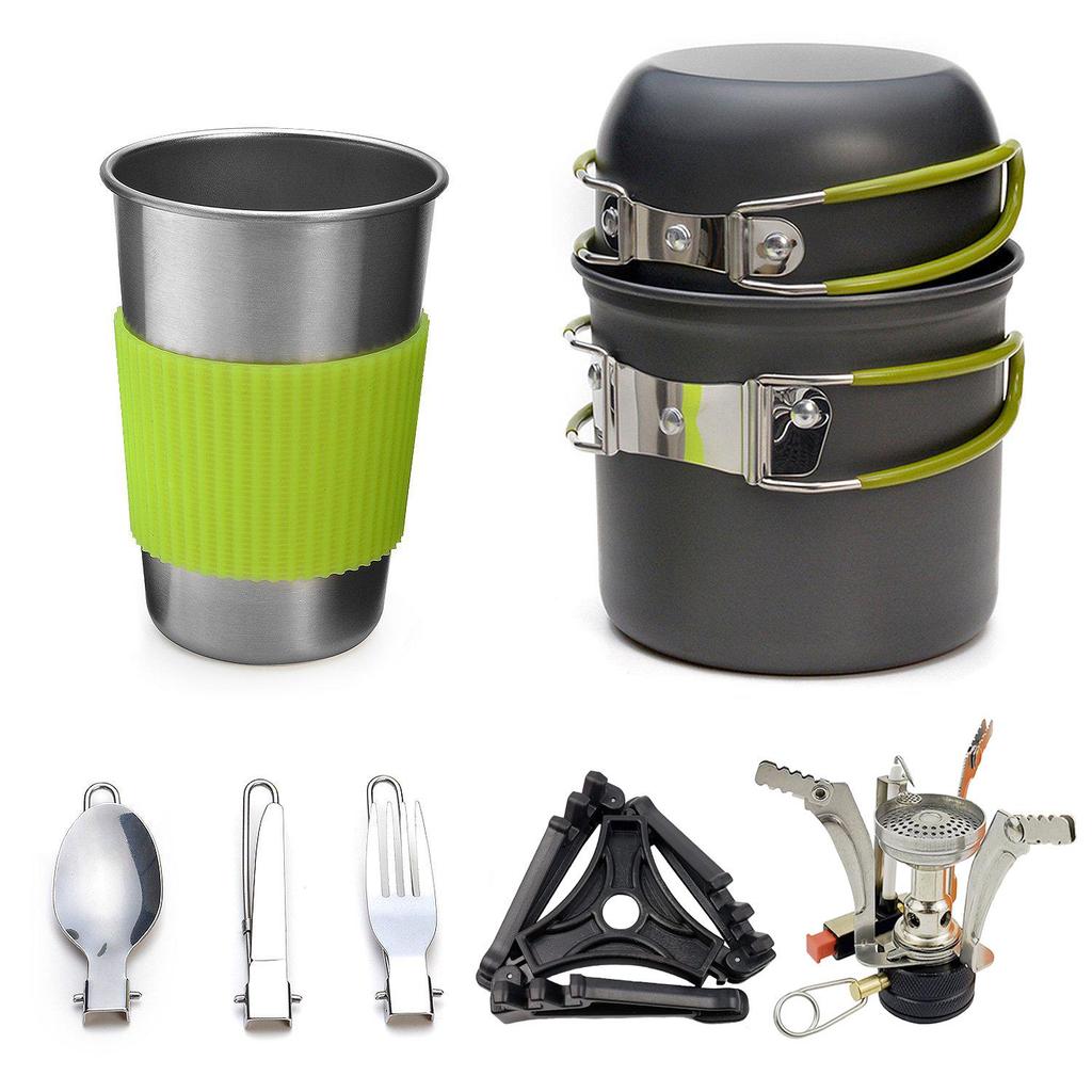 Outdoor 1-2 Person Portable Cookware & Tableware Set for Camping & Picnic