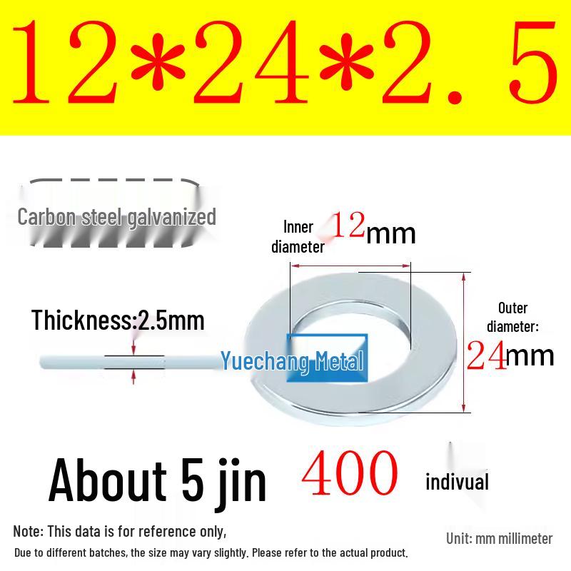 Galvanized Iron Flat and Square Washer Set - Thick, Enlarged, Extra Large, and Special Shapes
