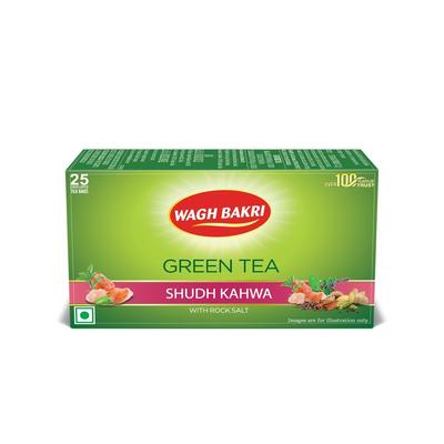 Wagh Bakri Green Tea Shudh Kahwa 25 Tea Bags X Pack Of 4 Antioxidant-Rich Refreshing Aromatic Blend For Relaxation