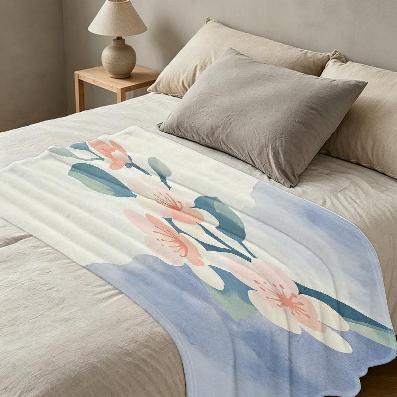 Non-Shedding Floral Flannel Fleece Blanket - Soft Warm Cozy Throw for Home, Christmas, Halloween, Movie Nights & Daily Decor.