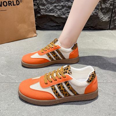 Shoes Women's Plus Size Flat White Shoes, Color Blocked Retro Versatile Sports and Leisure Board Shoes