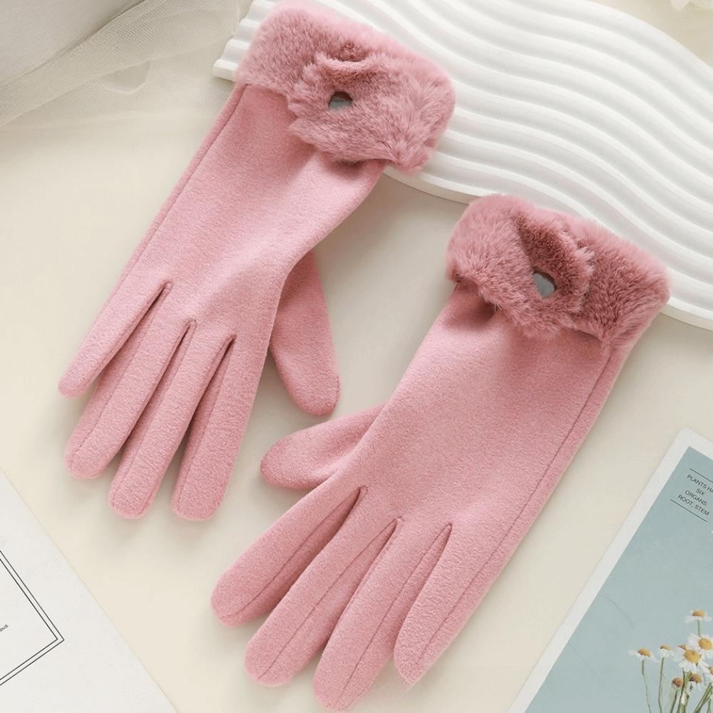 Thick Winter Gloves Windproof Women Mittens Cute Plush Gloves  Winter