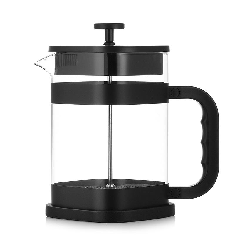 

1000ml Modern Square French Press Pot, Heat Resistant Borosilicate Glass Coffee Maker with Mesh Filter, Large Tea Kettle Case чёрный