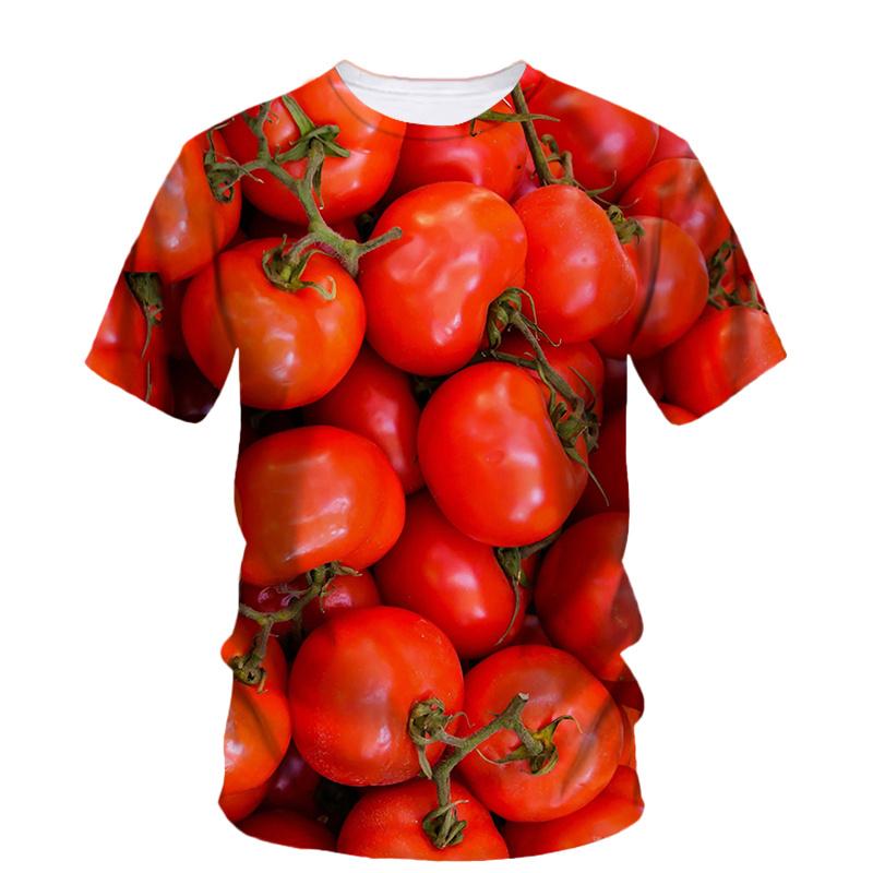 3D Printed Creative Tomato T Shirt For Women Vegetable Art Pattern Tees Summer Loose Round Neck Tops Short Sleeves Women T-Shirts