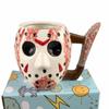 New Durable Male Ghost Demon Kill 100 Male Ceramic Mugs Suitable for Crowd Halloween Horror Freddy Jason Mask Cup Dance.