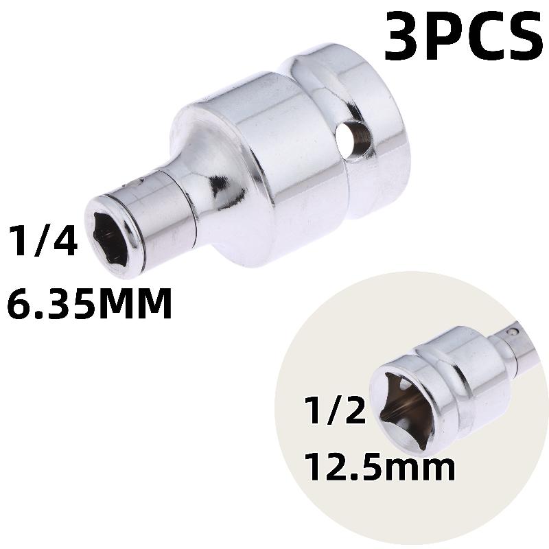 S-1/3St Skruvmejselhållare Slagnyckelhylsa Omvandlingsadapter 1/4" 3/8" 1/2" Fyrkantsdrivning Till 1/4" Sexkantsskaft Hylsbits Omvandlare