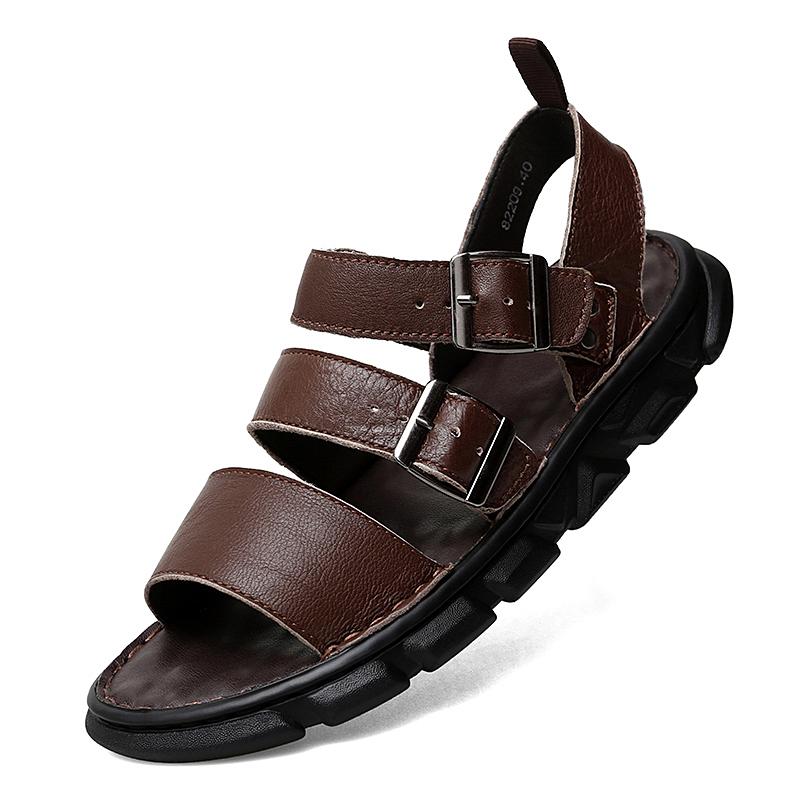 Men Sandals 2024 Summer New Arrival Premium Leather Lightweight Breathable Comfortable Beach Designer Sandals Big Size 39-48