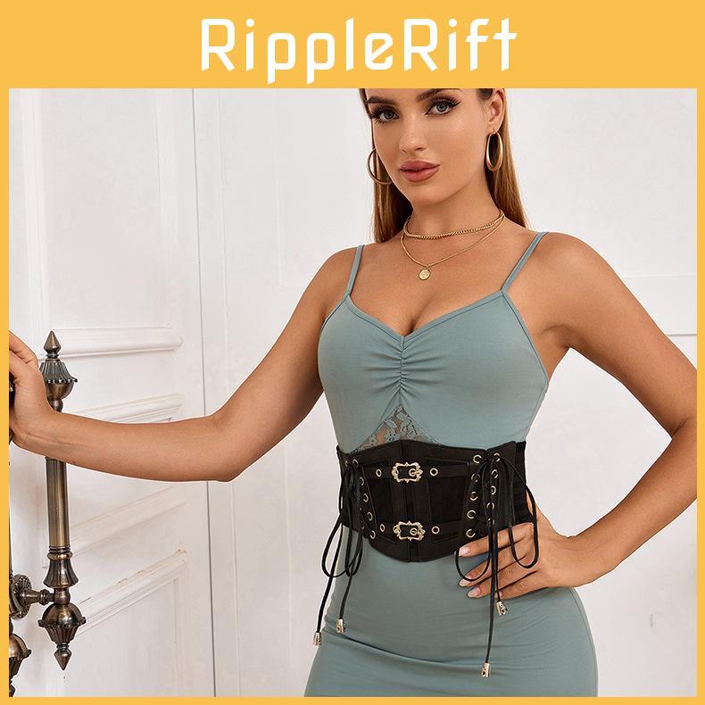 Lace Retro Embroidered Style Cummerbund Shaping Belt Metal Buckle Elastic Waist