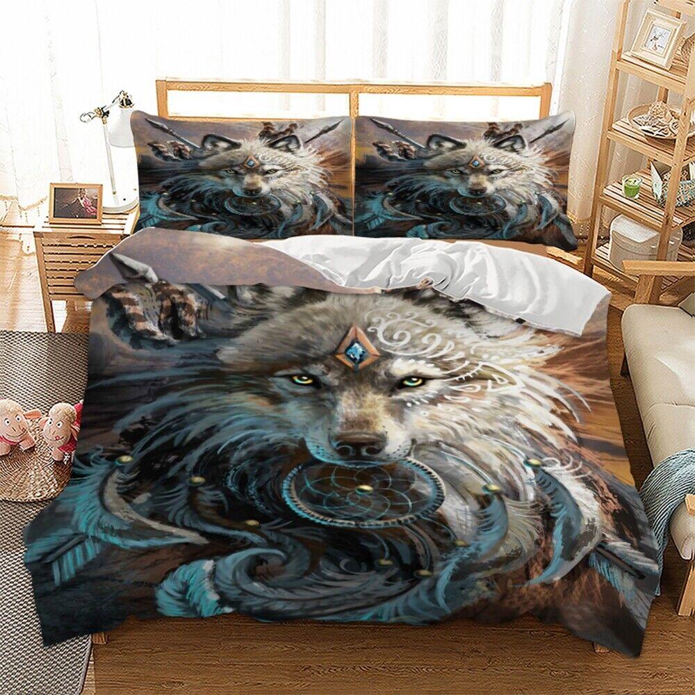 Zestaw Poszwy na Kołdrę Wolf Soft Quilt Pojedynczy Podwójny Queen King Size Zestaw Pościeli