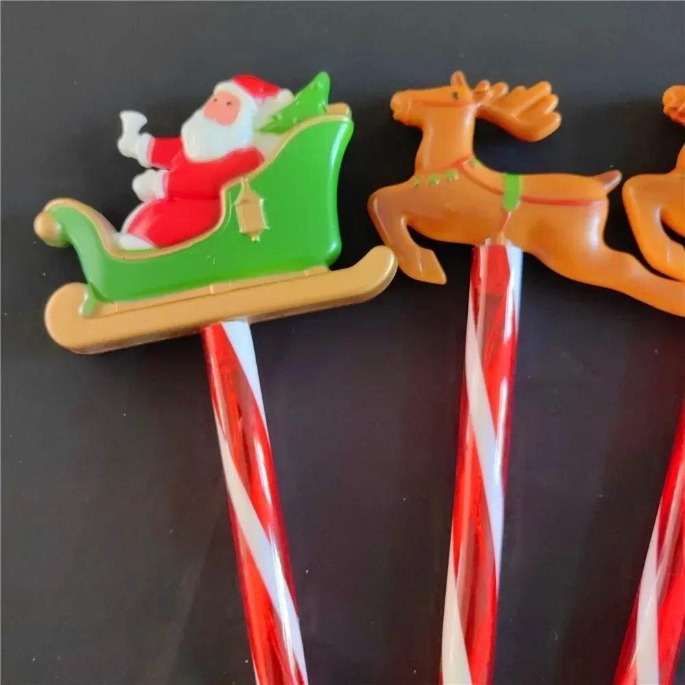 5PCs/Set LED Solar Christmas Santa Claus&Reindeer Garden Lights Outdoor 8 Modes Stake Lights for Yard Lawn Porch Decor