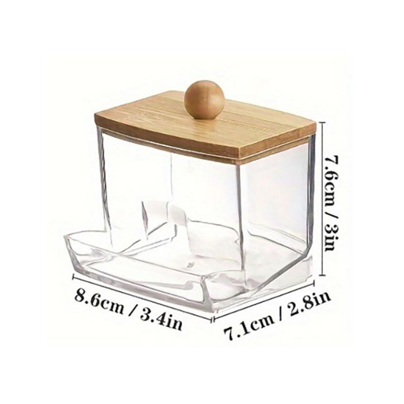 

Acrylic Storage Box Bathroom Jar Makeup Organizer Cotton Round Pad Holder Candy Snacks Desktop Dispenser with Bamboo Lid