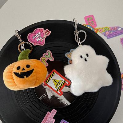Halloween Beliebte Animation Kreative Kleine Geist Plüschtier Niedliches Plüschtier Gefülltes Plüschkürbis Kopf Schlüsselanhänger Anhänger Kinder Halloween Geschenk