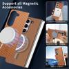 Magnetic Carbon Fiber Pattern Leather Case for Samsung Galaxy Z Fold 6 Fold5 4 Electroplated Frame Shell Film Integrated Cover