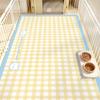 Pet Waterproof Carpet Cat Dog Eating Mat Blue Plaid Pvc Leather Non-slip Floor Mats Cute Sweet Home Decoration Rug for Kitchen