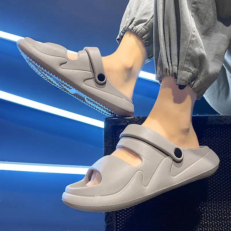 Fashion Anti-slip Slippers for Men Outdoor Beach Shoes Mascullino Fun 2025 Style Fashion Summer Sale Y2k Clappers Elegant Sandals Man