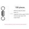 100Pcs Fishing Swivels Stainless Steel Rolling Barrel Swivels Fishing Line Connector Micro Swivel Fishing Lure Solid Ring Swivel