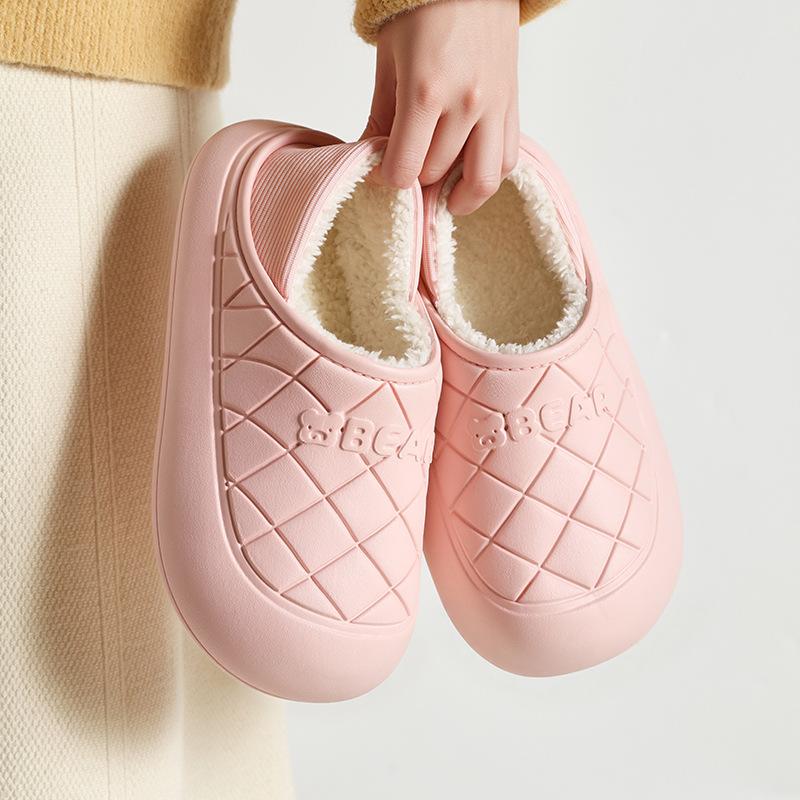 Cotton slippers with plush winter indoor warmth autumn cute couple home winter slippers plush