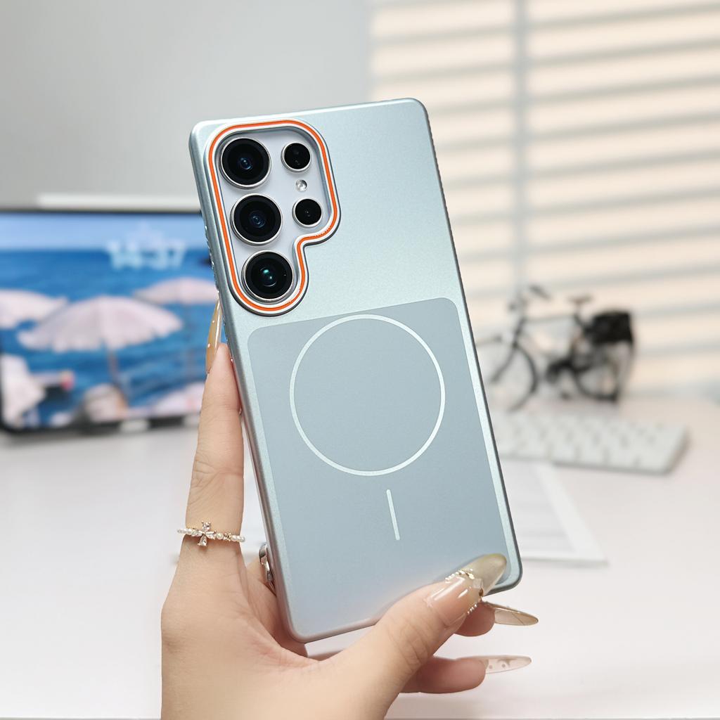 Luxuriöse Schlanke PC-Metalllackierung Galvanisierte Magnetische Hülle Für Samsung S26 S25 S24 S23 Ultra Plus FE Für Magsafe Kabelloses Ladeabdeckung