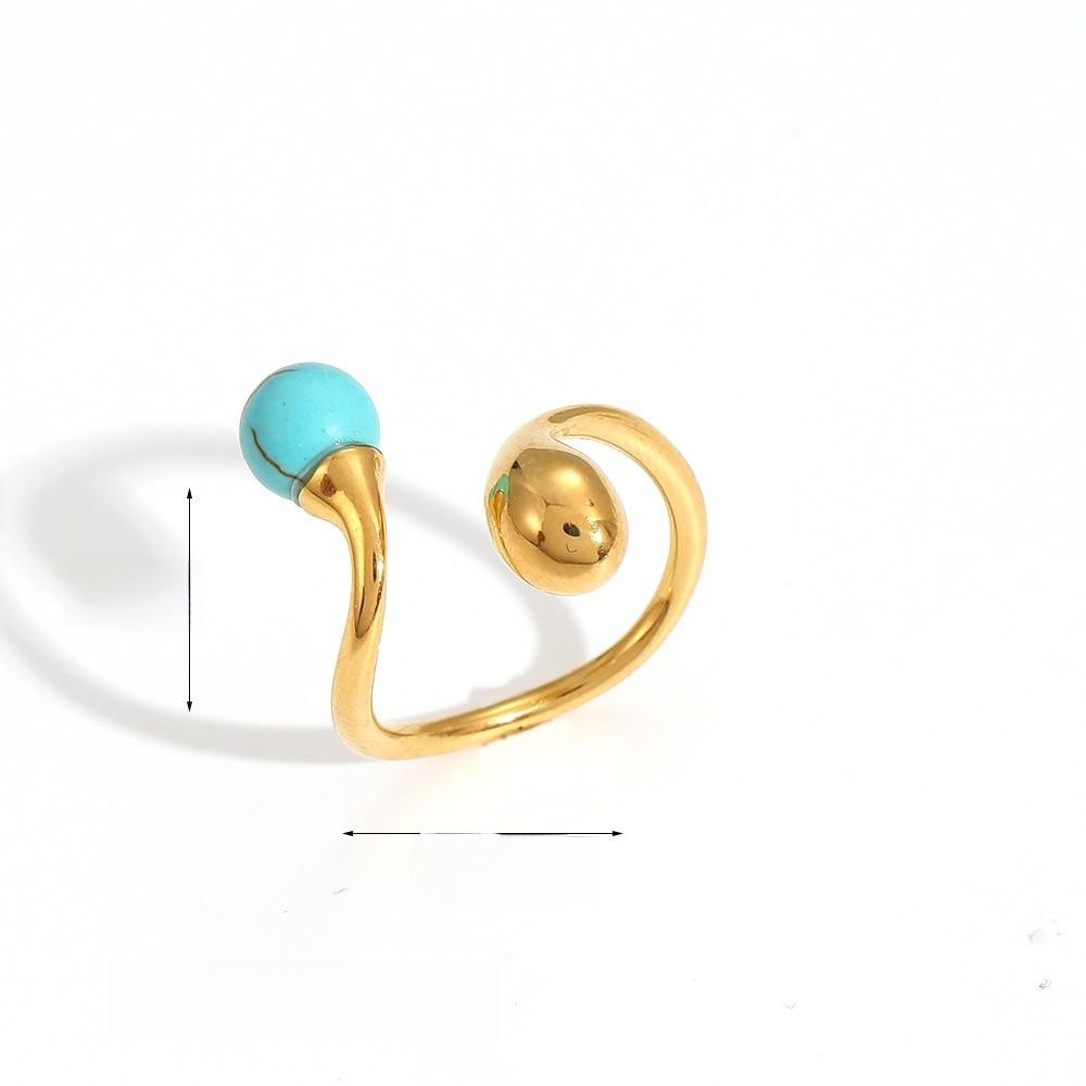Anello da dito aperto geometrico di lusso leggero con pietra occhio di tigre e acciaio inossidabile per gioielli di moda da donna