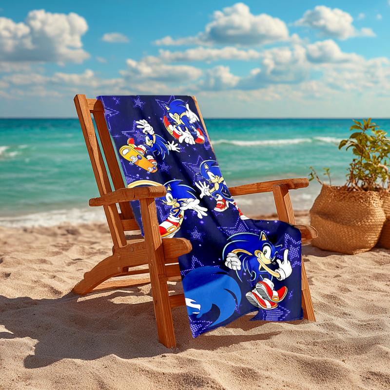 1Pc Sonic Hedgehog Adventures Beach Towel, Quick Dry, Multi-Use for Beach Pool Gym Yoga Home Travel, Christmas, Halloween, Xmas Gift M92929