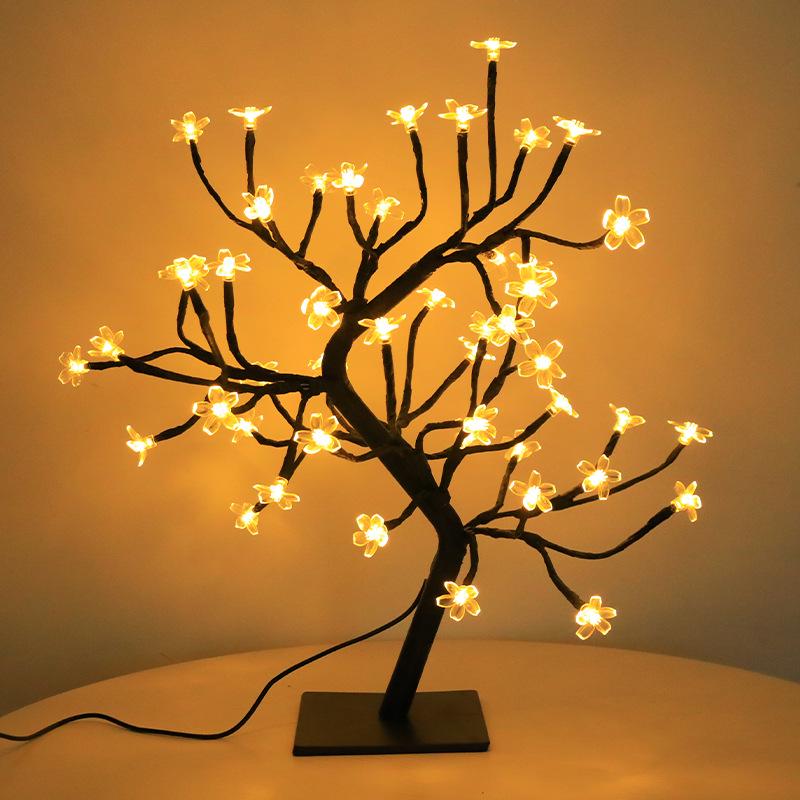 Cherry Blossom & Maple Leaf LED Tree Night Light - Creative Desktop Decoration Atmosphere Lamp