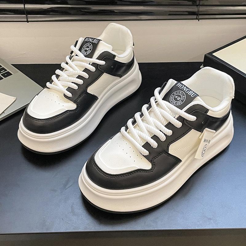 

Small thick-soled heightened and thin casual women s shoes spring and autumn new leather versatile mesh breathable sneakers 40