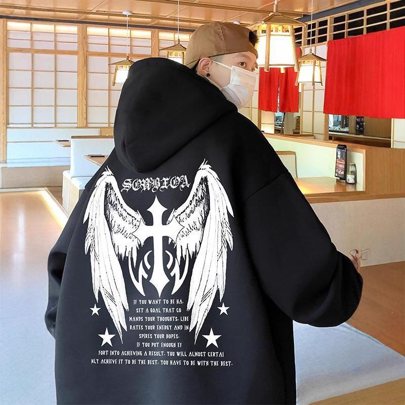 Bluza Cross Wings Chłopięca Jesień i Zima Nowa Para Duży Rozmiar Casualowa Kurtka z Kapturem