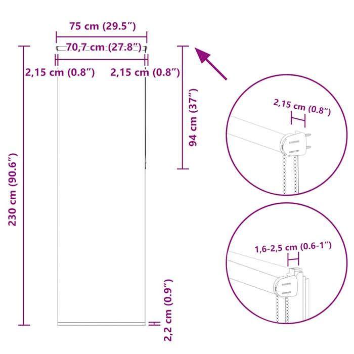 VidaXL Store enrouleur occultant largeur du tissu 70,7 cm polyester 4011201
