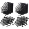 Black 3-Tier Metal Mesh Desktop File Organizer
