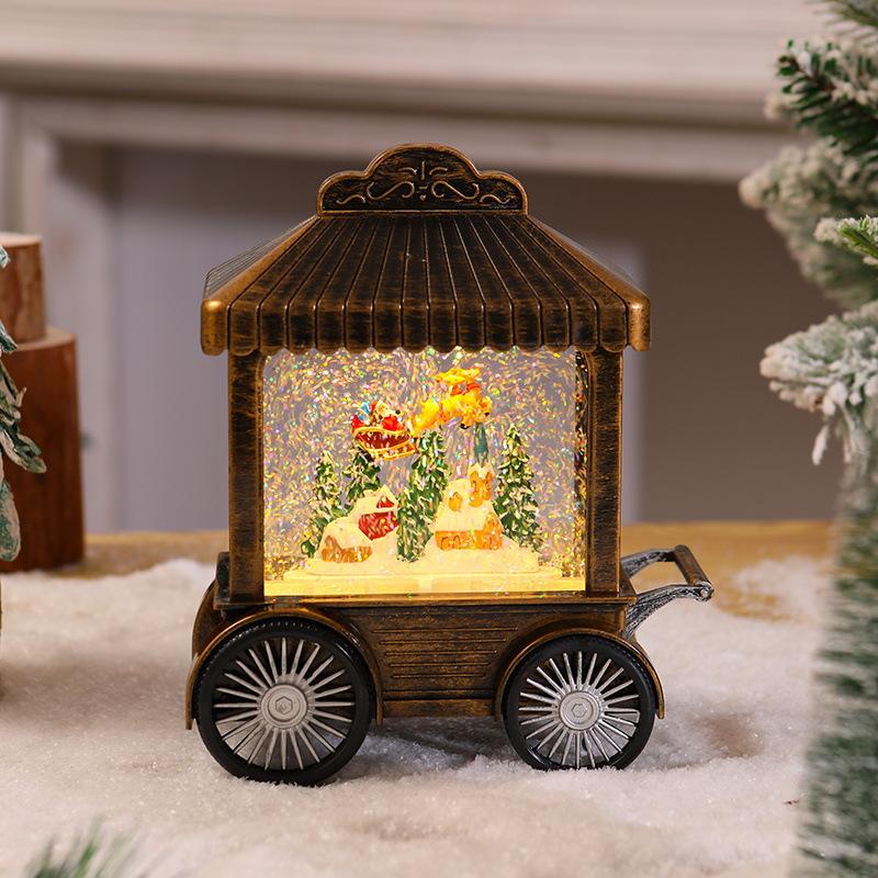 Christmas Decoration Trolley Music Box Snow Lantern Santa Claus Gift Night Light Desktop Window Decorations