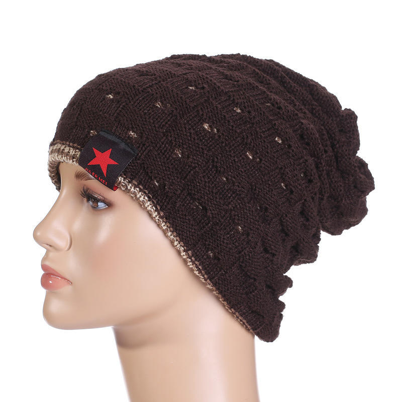 Winter Warm Men Star Skull Chunky Hat Women Knit Beanie Reversible Baggy Snow Cap Male Oversize Cap Warm Causal Accessories