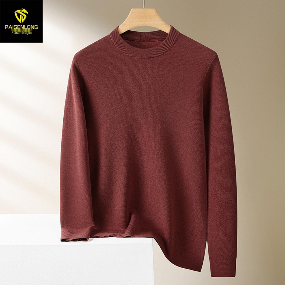 

Python Dragon Red Round Neck Men s Wool Pullover: Autumn/Winter Thick Warm Versatile Base Layer Sweater for Middle-aged Men. XL