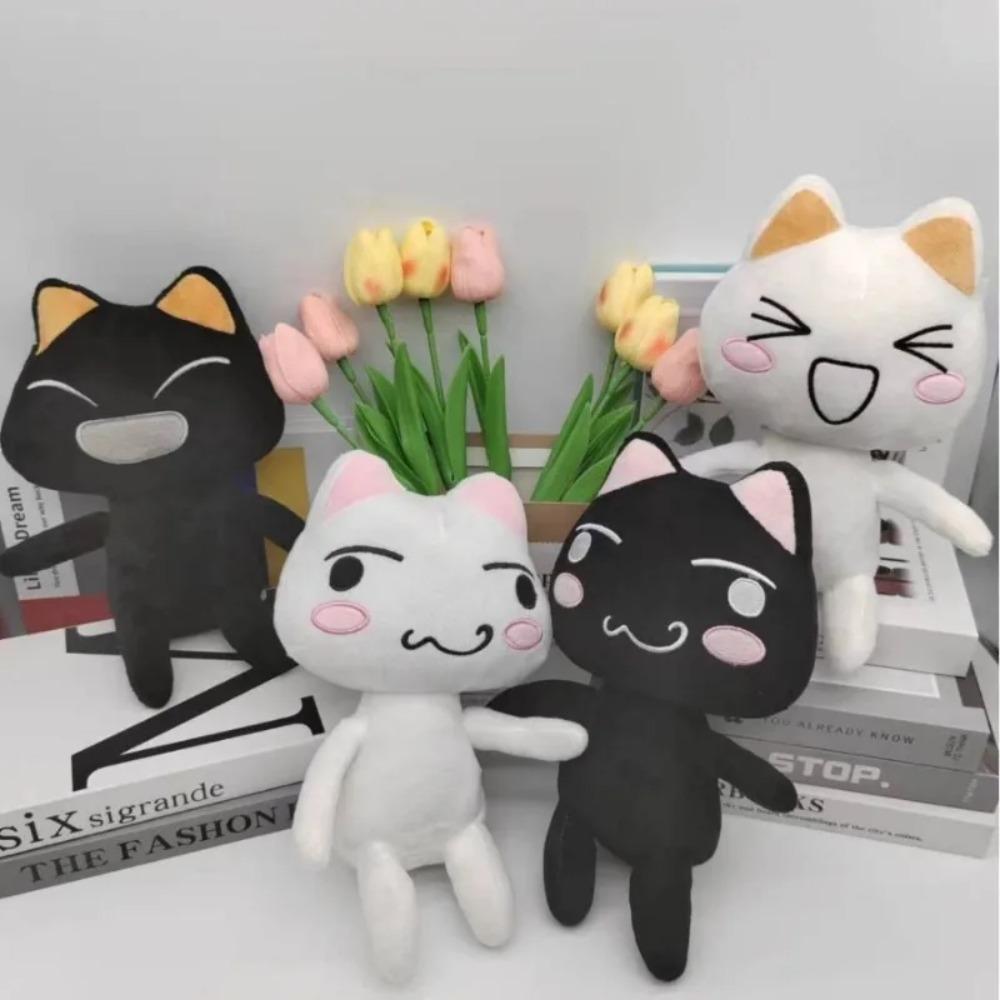 Liebenswerter Toro Inoue Katzen-Stofftier-Paar Schwarz-Weiß Katze Plüschtier Lachendes Cartoon-Tierpuppen Zimmerdekoration Geburtstagsgeschenk