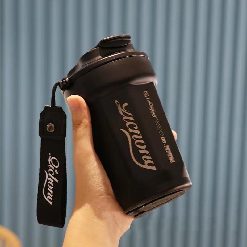 Light Portable Thermal 450ml Coffee Mug Double Layer Stainless Steel Coffee Mug with Lid Car Thermos Milk Water Bottle Gift Mug