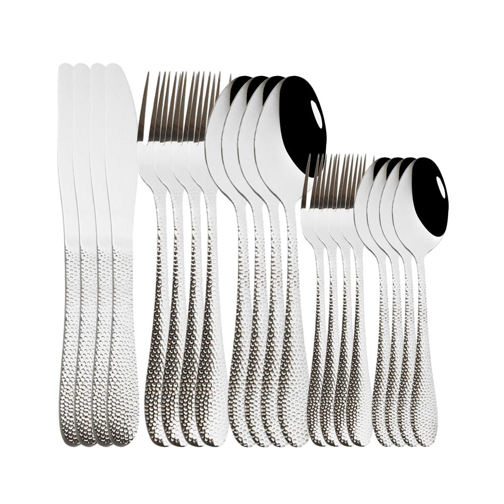 Western Black Tableware Stainless Steel 20Pcs Black Dinnerware Cutlery Set Kitchen Dinner Cake Fork Spoon Knife Flatware Set