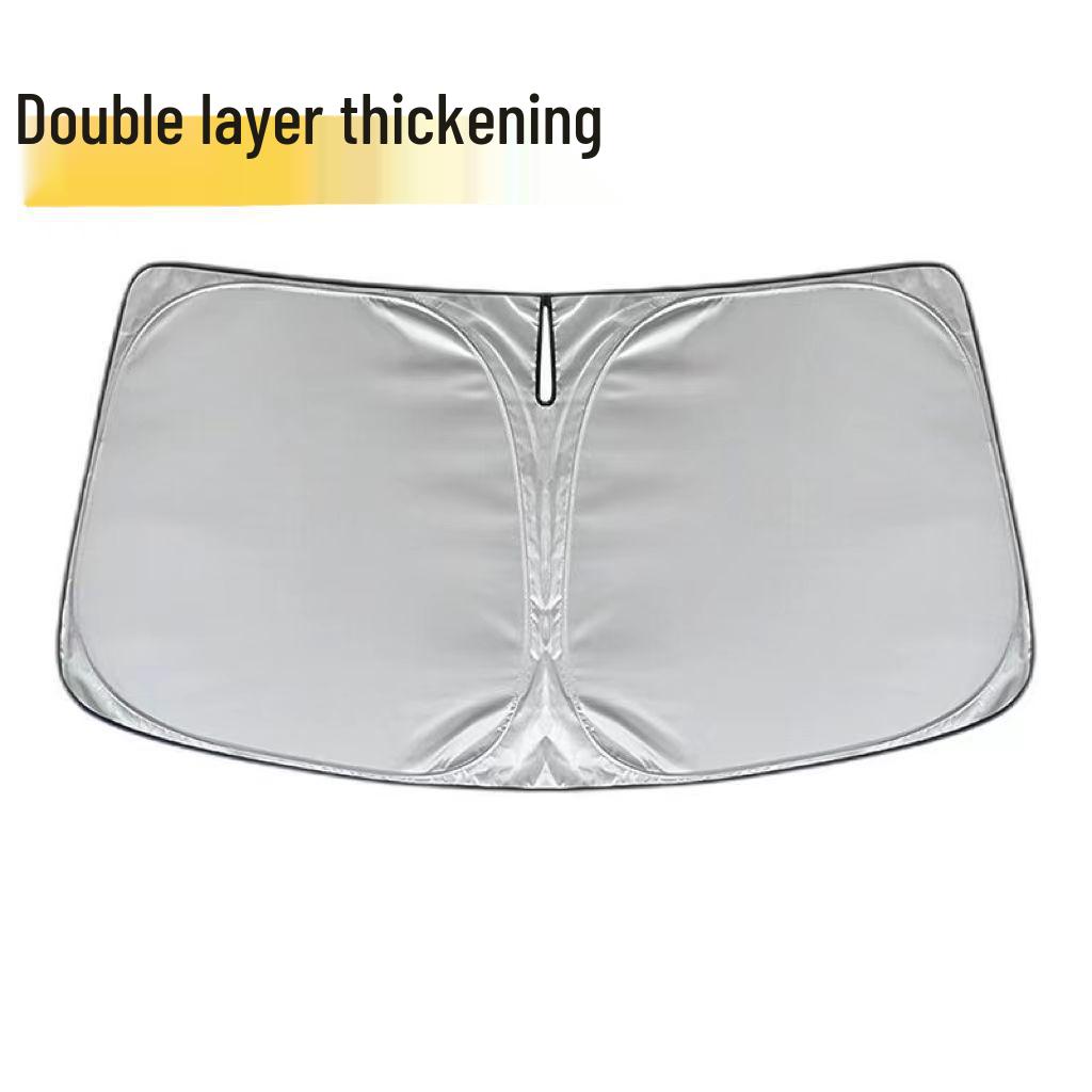 Double-Layer Thickened Car Sunshade: Heat Insulation & Sun Protection for Front Windshield 145*80 Double-Layer Sunshade