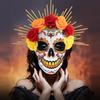 Tag der Toten Maske Zuckerschädelmaske mit Rosenverzierungen Maskenballmaske für Halloween Cosplay Party Kostüm Geschenke