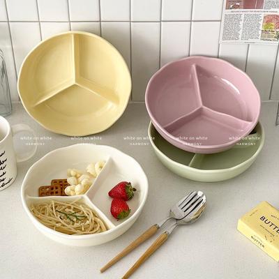 Une Personne Mange Assiette à Trois Compartiments, Assiette Spéciale en Céramique à Séparation Pour le Fitness, Assiette Divisée, Adultes Divisent l'Assiette Quantitativement, Grande Valeur
