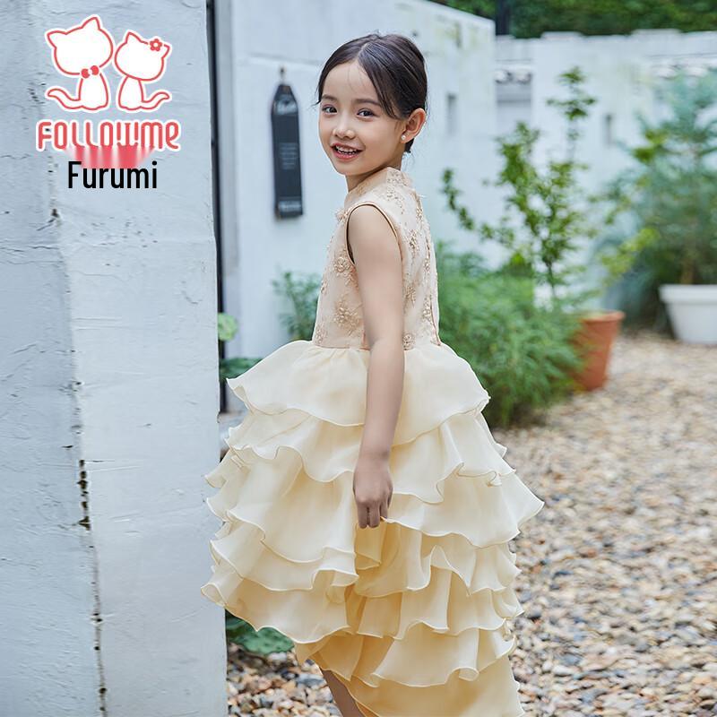 Girls' New Chinese Style Frog Button Princess Dress