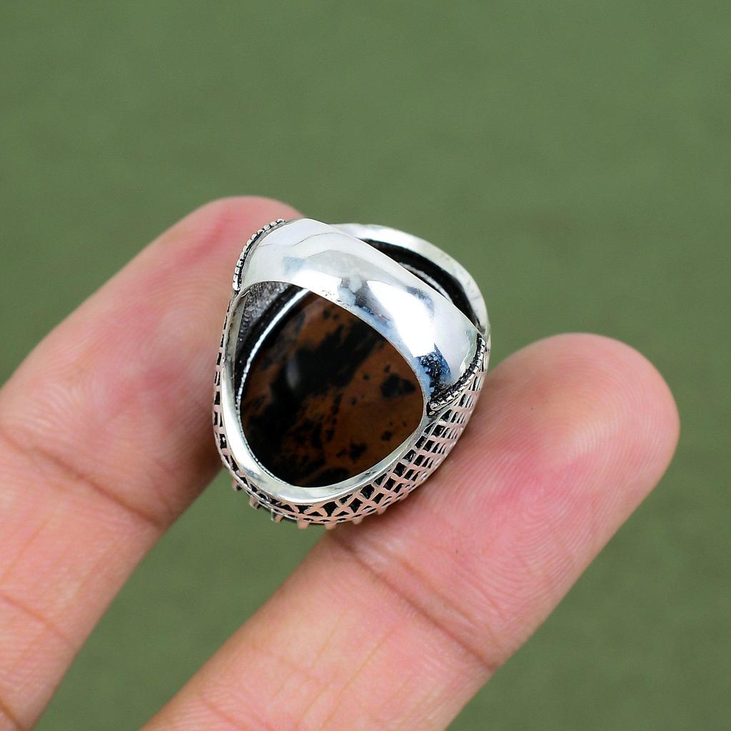 Mahogany Obsidian Ring 925 Sterling Silver Rings Handmade Jewelry Unique Ring Natural Gemstone Jewelry Gifts For Her Available In Ring Size